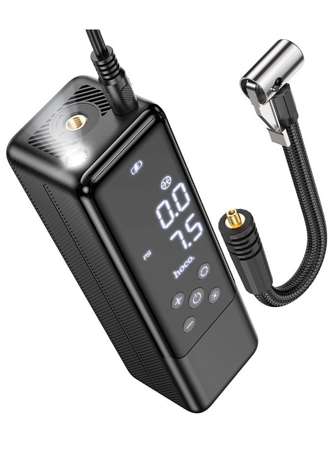 هوكو مضخة هواء ذكية محمولة مزودة بشاشة LED - منفاخ إطارات رقمي 12 فولت للسيارات والدراجات والكرات (بحد أقصى 3.5 بار) - Image 1