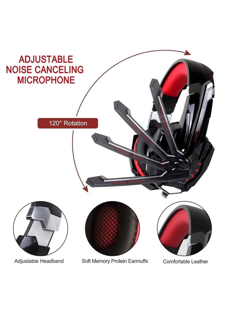 G2000 Gaming Headphones, Bass, Stereo, Wired, with Wheat, USB Port, Black/Red  - Image 2