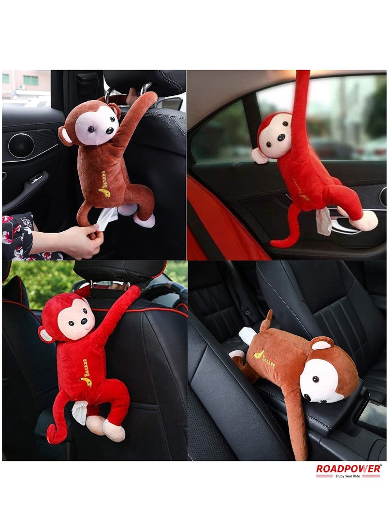 RoadPower Car Tissue Box Cute Cartoon Soft Plush Napkin Tissue Paper Holder Portable Paper Package Case Car Seat Tissue Box Car Styling Accessories 2 Pack  - Image 4