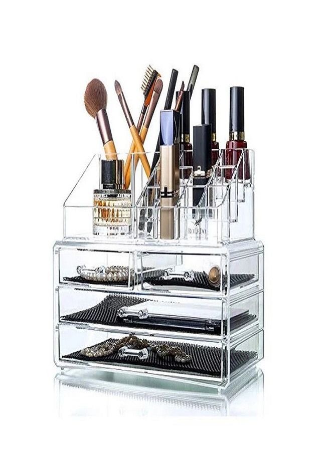 Acrylic Jewelry And Cosmetic Storage Makeup Organizer 4drawers Clear - Image 1