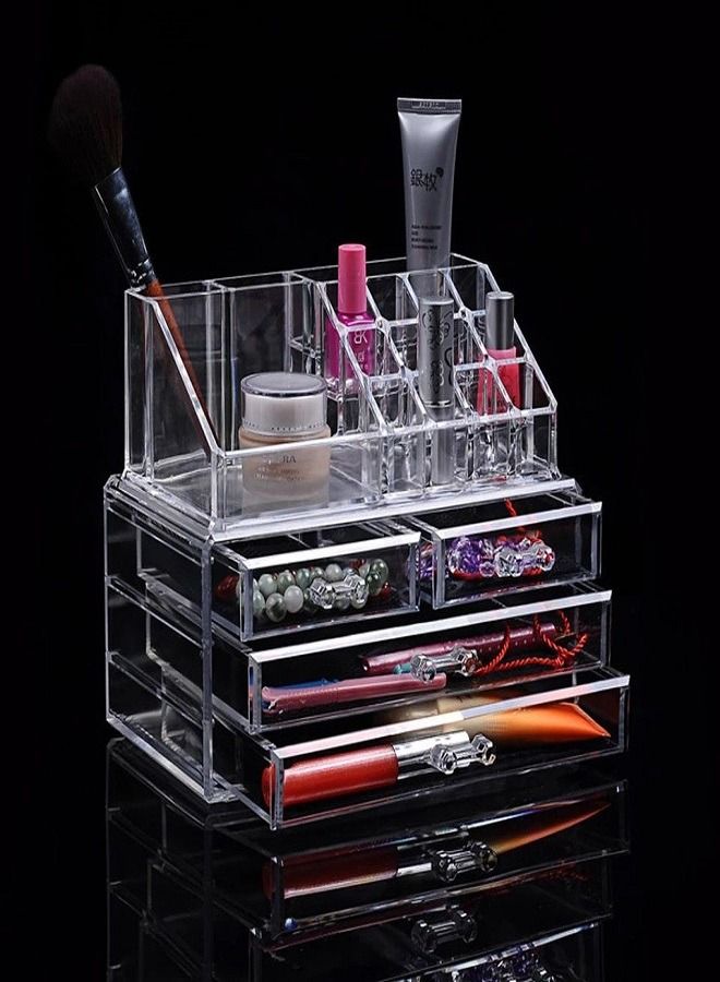 Acrylic Jewelry And Cosmetic Storage Makeup Organizer 4drawers Clear - Image 2