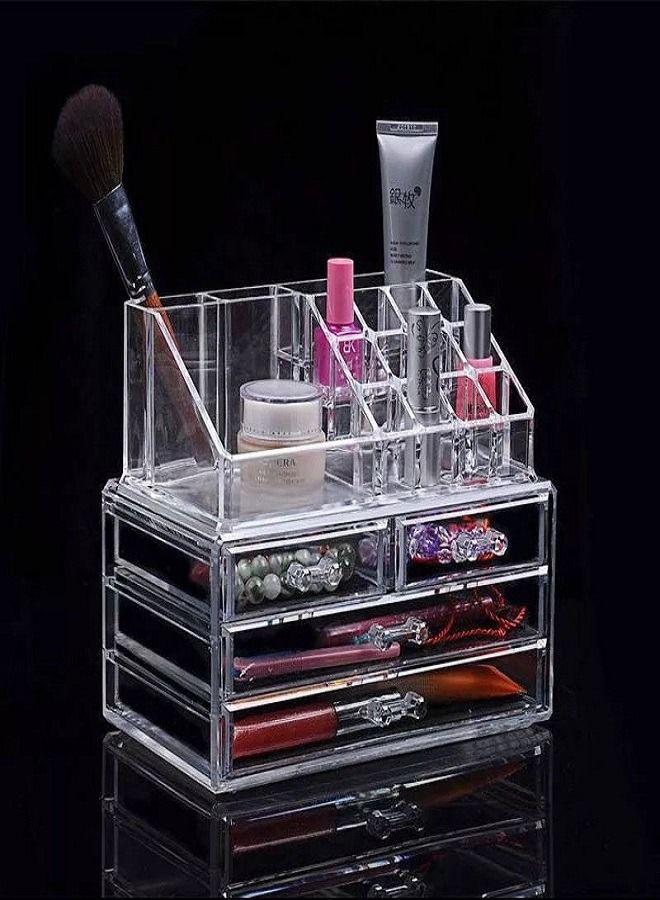 Acrylic Jewelry And Cosmetic Storage Makeup Organizer 4drawers Clear - Image 4