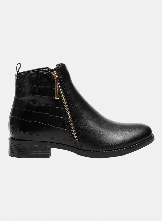 XO Style Leather Ankle Boot - 1215 Black - Image 2