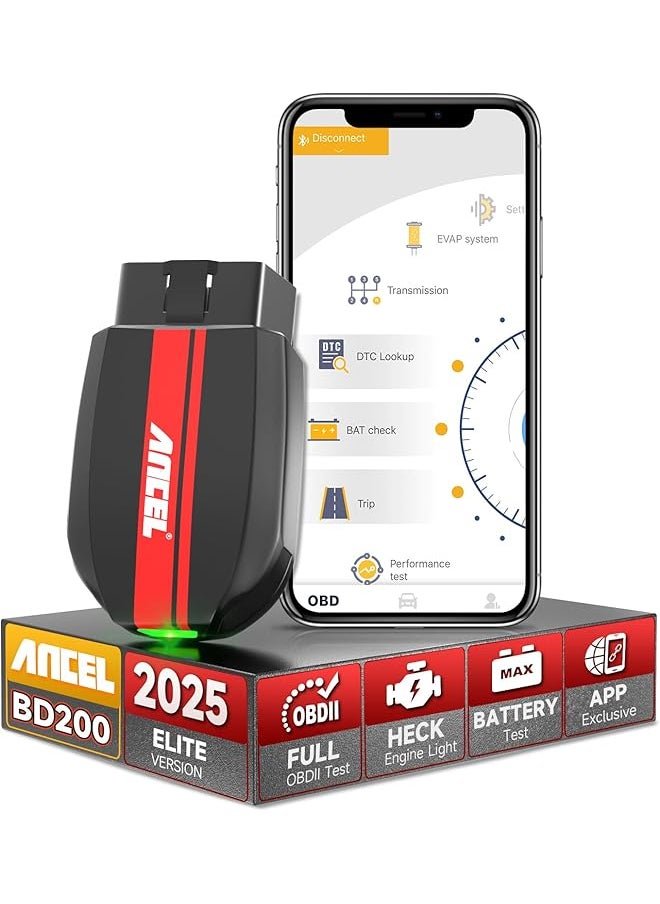 Ancel - ANCEL BD200 OBD2 Scanner Bluetooth, Code Reader for Vehicles & Check Engine Diagnostic Scan Tools with Battery Test, Exclusive App On iOS & Android, Wireless OBDII Adapter Works for 1996 & Newer Cars - Image 1
