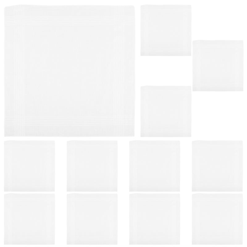 12Pcs Cotton Handkerchiefs for Men White Classic Stripe Plaid Pocket Square for Business and Parties - Image 1