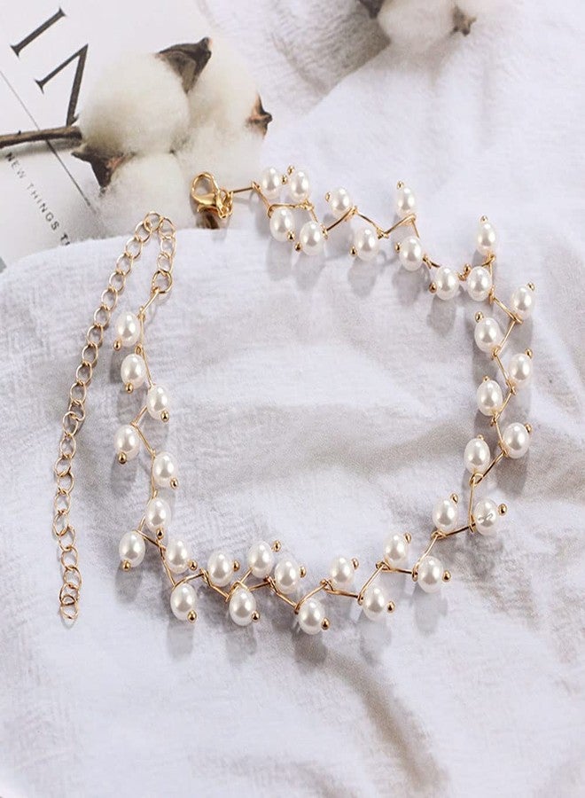 Asphire Bohemian Vintage Pearl Choker Necklace Dipped Satellite Beaded Wave Necklace Boho Collar Necklace Prom Party Festival Accessories for Women (Style 1) - Image 4
