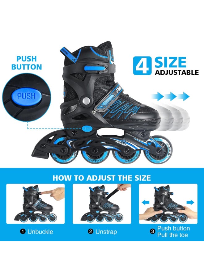 DEXO Inline & Roller Skates Shoes for Kids Youth and Adults, Adjustable inline Skates Shoes for Beginners Complete Set With Helmet and Protection, Medium - Image 2