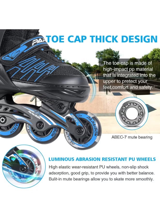 DEXO Inline & Roller Skates Shoes for Kids Youth and Adults, Adjustable inline Skates Shoes for Beginners Complete Set With Helmet and Protection, Medium - Image 2