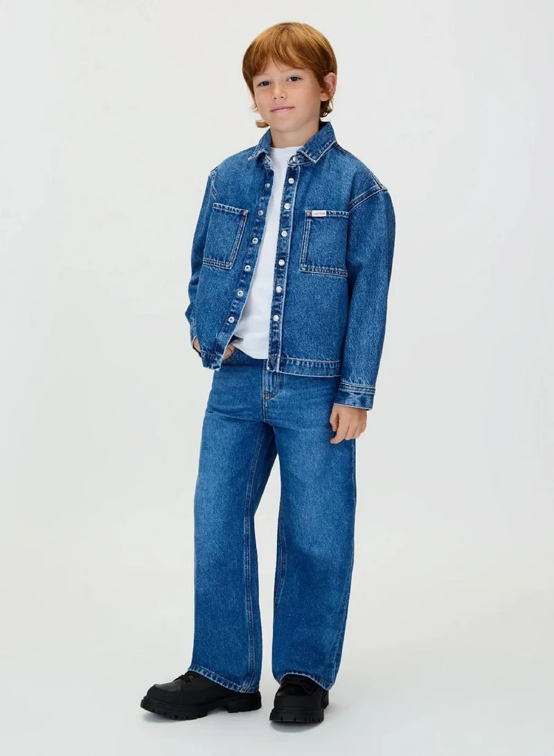 Calvin Klein Jeans Stone City Blue Cf Denim Overshirt for Men | Best Price UAE
