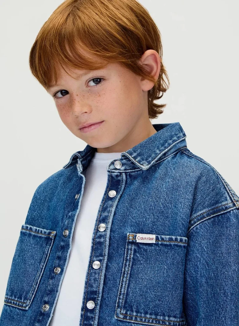 Calvin Klein Jeans Stone City Blue Cf Denim Overshirt for Men | Best Price UAE