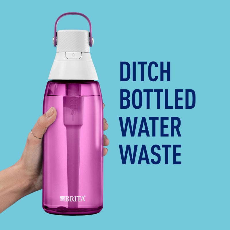 Brita Hard-Sided Plastic Premium Filtering Water Bottle, BPA-Free, Reusable, Replaces 300 Plastic Water Bottles, Filter Lasts 2 Months or 40 Gallons, Includes 1 Filter, Orchid - 36 oz. - Image 3