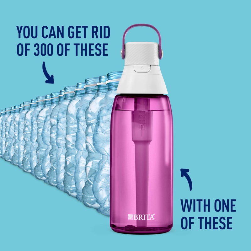 Brita Hard-Sided Plastic Premium Filtering Water Bottle, BPA-Free, Reusable, Replaces 300 Plastic Water Bottles, Filter Lasts 2 Months or 40 Gallons, Includes 1 Filter, Orchid - 36 oz. - Image 2