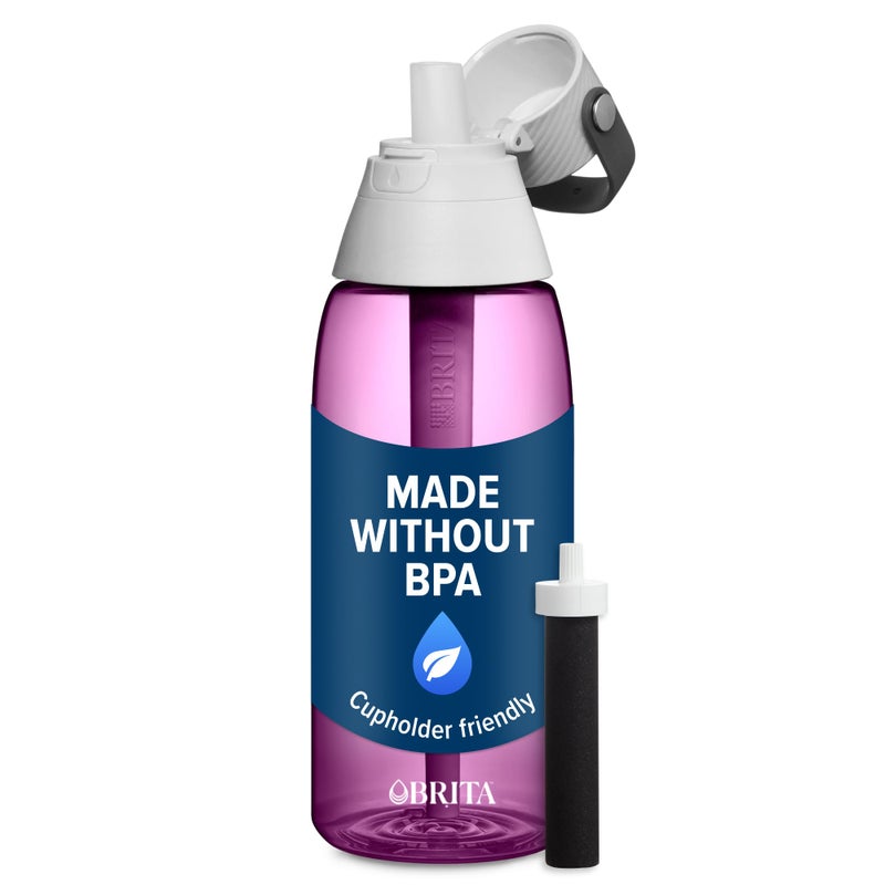 Brita Hard-Sided Plastic Premium Filtering Water Bottle, BPA-Free, Reusable, Replaces 300 Plastic Water Bottles, Filter Lasts 2 Months or 40 Gallons, Includes 1 Filter, Orchid - 36 oz. - Image 1