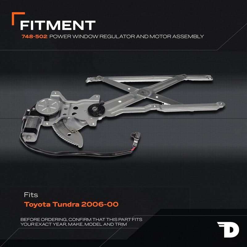Dorman دورمان 748-502 منظم نافذة الطاقة الجانبية للسائق الأمامي ومجموعة المحرك لطرازات تويوتا المختارة - Image 3