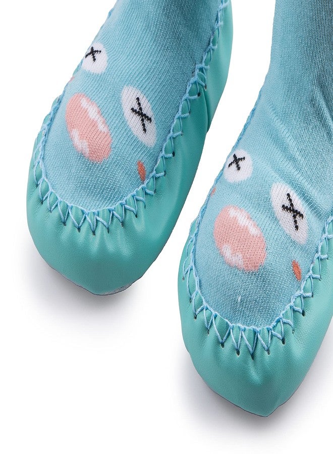 Richmen Non Skid Sock Shoes for Baby Boy Girls Soft Cotton Booties Old Toddler Breathable Indoor Outdoor Walking Slipper for Active Kids | All Season Wear | 3 Month to 24 Month (Blue12) - Image 2