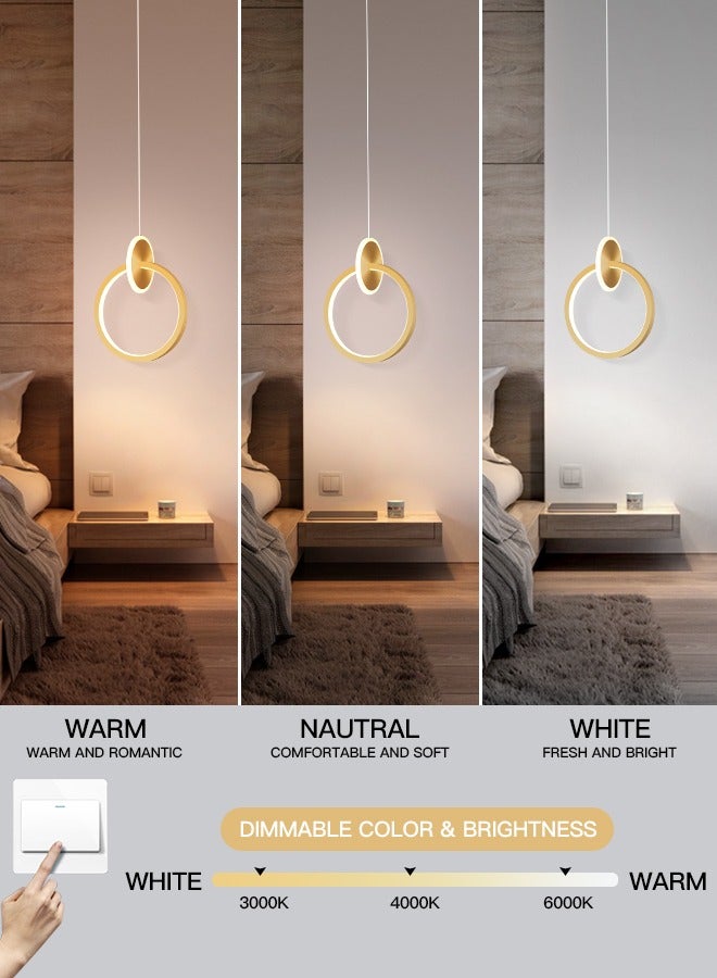 YATAI LIGHTING LED Hanging Ceiling Light Fixture - Color Changing, Adjustable Height & Three Dimming, Perfect for Bedroom, Living Room, Dining Room, Kitchen - Black Round Shape-14W - 3000K-6000K  - Image 2