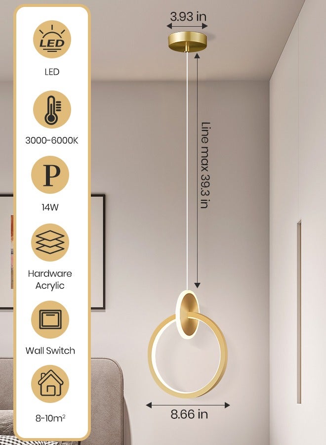 YATAI LIGHTING LED Hanging Ceiling Light Fixture - Color Changing, Adjustable Height & Three Dimming, Perfect for Bedroom, Living Room, Dining Room, Kitchen - Black Round Shape-14W - 3000K-6000K  - Image 3