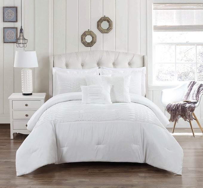 GEONNA PINTUCKED DUVET SET TWIN WHITE