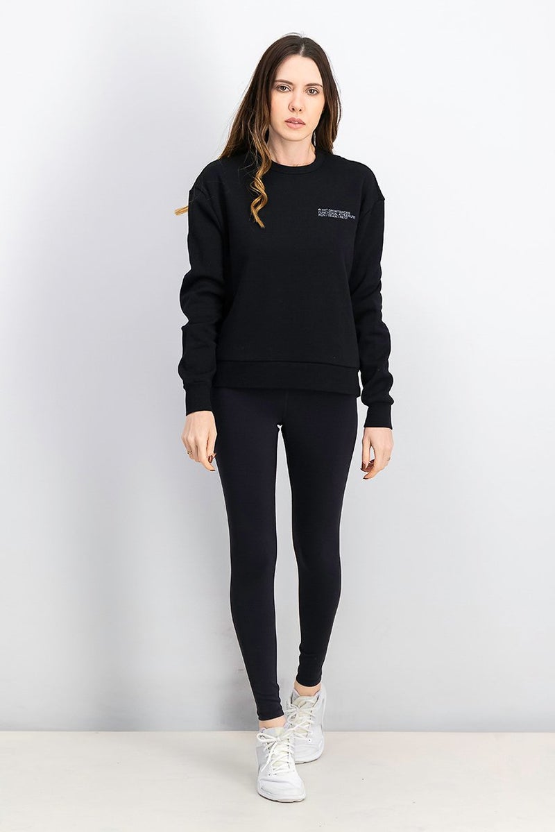 HIIT Women Sportswear Fit Training Sweatshirt, Black - Image 4