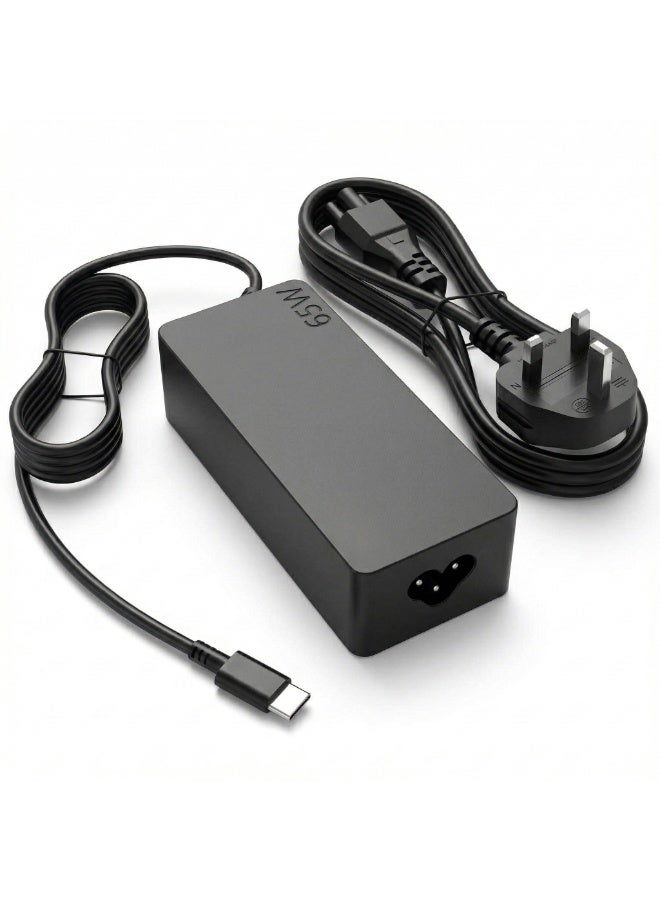 شاحن USB-C بقدرة 65 واط متوافق مع Lenovo ThinkPad T14 وX13 وE16 وE14 وT15 الجيل 5 و4 وL13 وL14 وE15 G5 وG4، وThinkPad X1 Carbon الجيل 12 و11 و10 و9 و8، وIdeaPad Slim 5، وYoga G3 14 وG6 وG4 — محول طاقة بمنفذ Type-C - Image 1