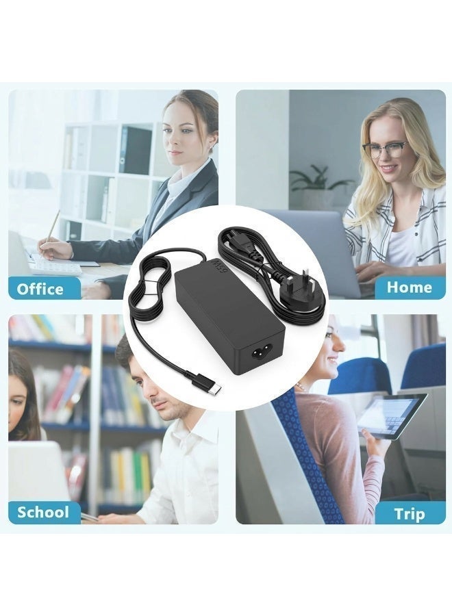 شاحن USB-C بقدرة 65 واط متوافق مع Lenovo ThinkPad T14 وX13 وE16 وE14 وT15 الجيل 5 و4 وL13 وL14 وE15 G5 وG4، وThinkPad X1 Carbon الجيل 12 و11 و10 و9 و8، وIdeaPad Slim 5، وYoga G3 14 وG6 وG4 — محول طاقة بمنفذ Type-C - Image 4