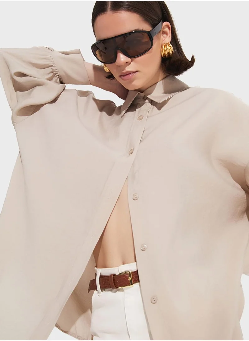 JUNE Tensel  Button Down Shirt