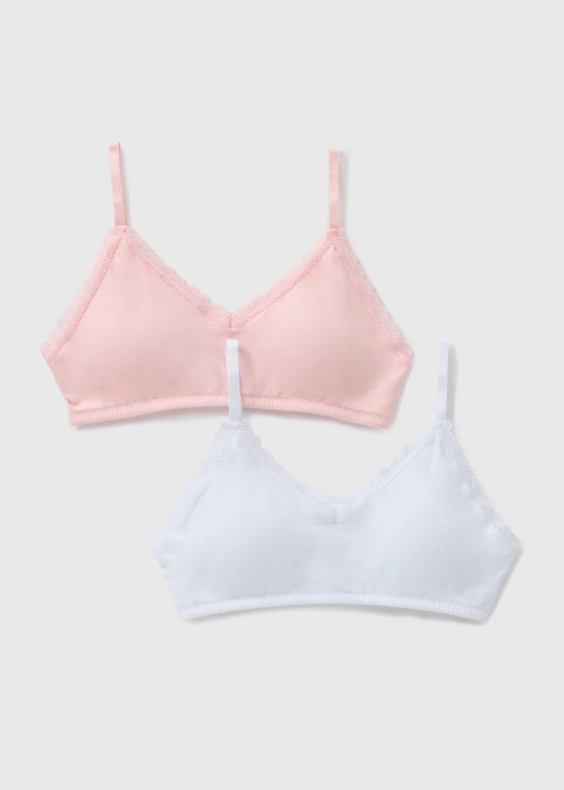 Matalan 2 Pack Girls Pink Padded Crop Tops