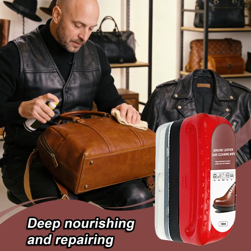 Leather Shoe Cleaner and Polishing Kit with 120ml Solution Brush for Travel Home Care - Image 4