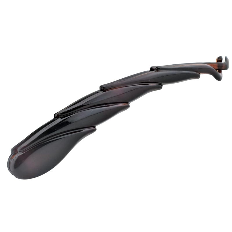 Parcelona French Curled Tortoise Shell Brown Large 6 Celluloid Acetate Ponytail Interlocking No Slip Grip Fishtail Banana Hair Clip for Women and Girls Made in France