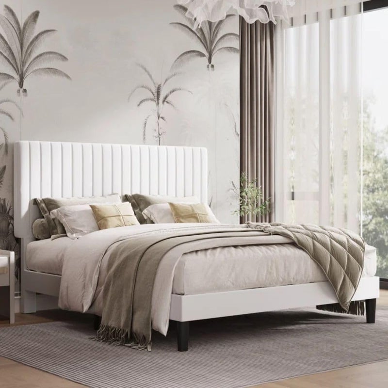 Comfynest Upholstered Platform Bed with Adjustable Headboard - Image 1