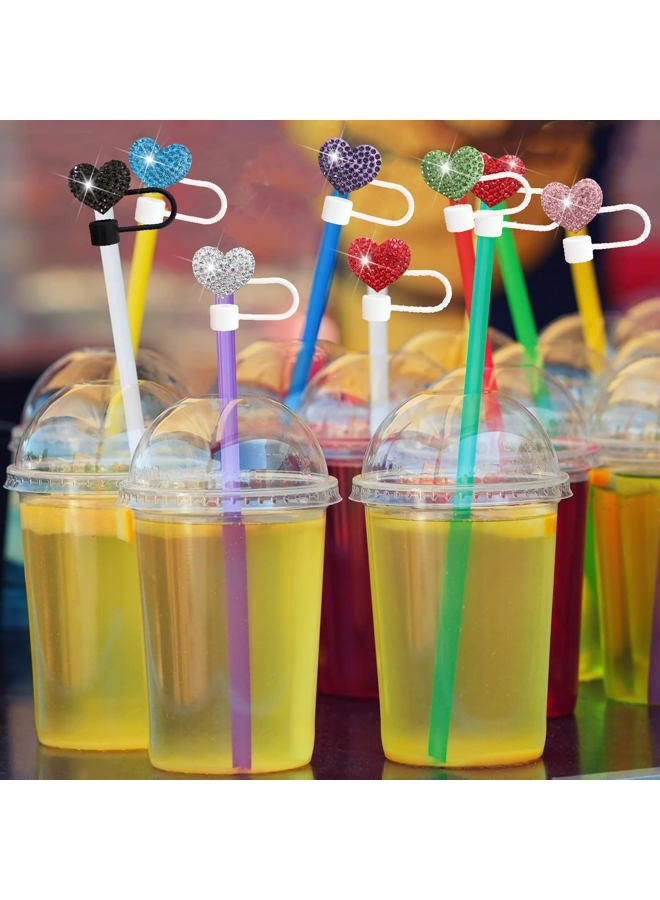 Wentoenapp Bling Hearts Straw Covers Cap for Stanley Cup, Bling Diamond Rhinestone, 10mm Silicone Toppers, Straw Topper Compatible for Stanley 30&40 Oz Tumbler with Handle, Reusable Straws (Pink) - Image 4