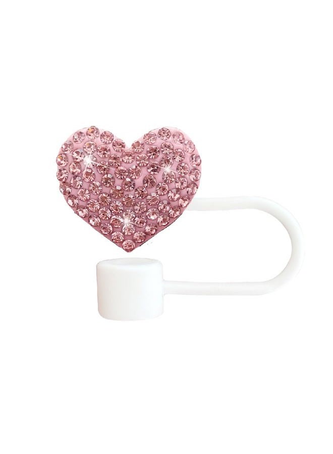 Wentoenapp Bling Hearts Straw Covers Cap for Stanley Cup, Bling Diamond Rhinestone, 10mm Silicone Toppers, Straw Topper Compatible for Stanley 30&40 Oz Tumbler with Handle, Reusable Straws (Pink) - Image 2