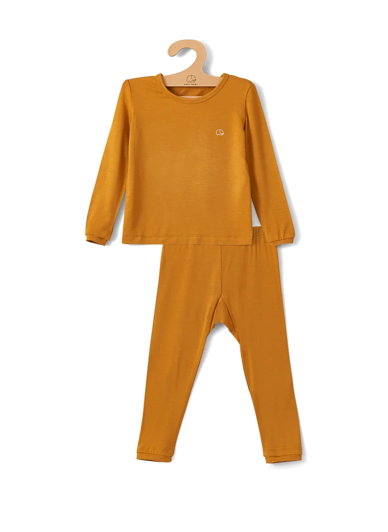 أنفي بيبي Bamboo Spandex Pajama 4T Mustard