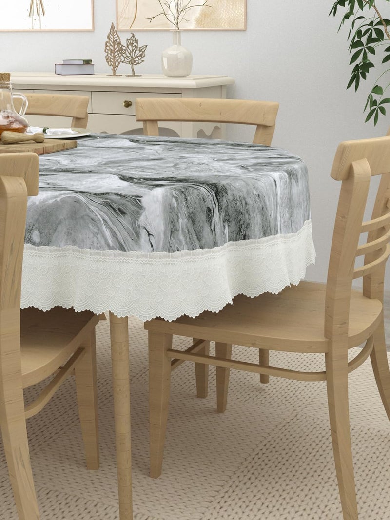 Clasiko 6 Seater Oval Dining Table Cover; 60x90 Inches or 152x228 Cms; Material - PVC; Anti Slip; Grey Marble 69053 - Image 2
