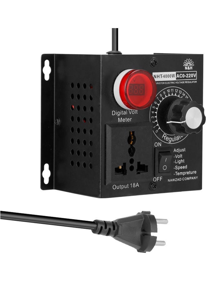 NIBEMINENT AC 220V 4000W Compact Variable Voltage Controller Portable Speed Temperature Light Adjustable Dimmer Multicolour 18*10*12cm - Image 1