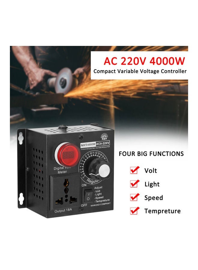 NIBEMINENT AC 220V 4000W Compact Variable Voltage Controller Portable Speed Temperature Light Adjustable Dimmer Multicolour 18*10*12cm - Image 3