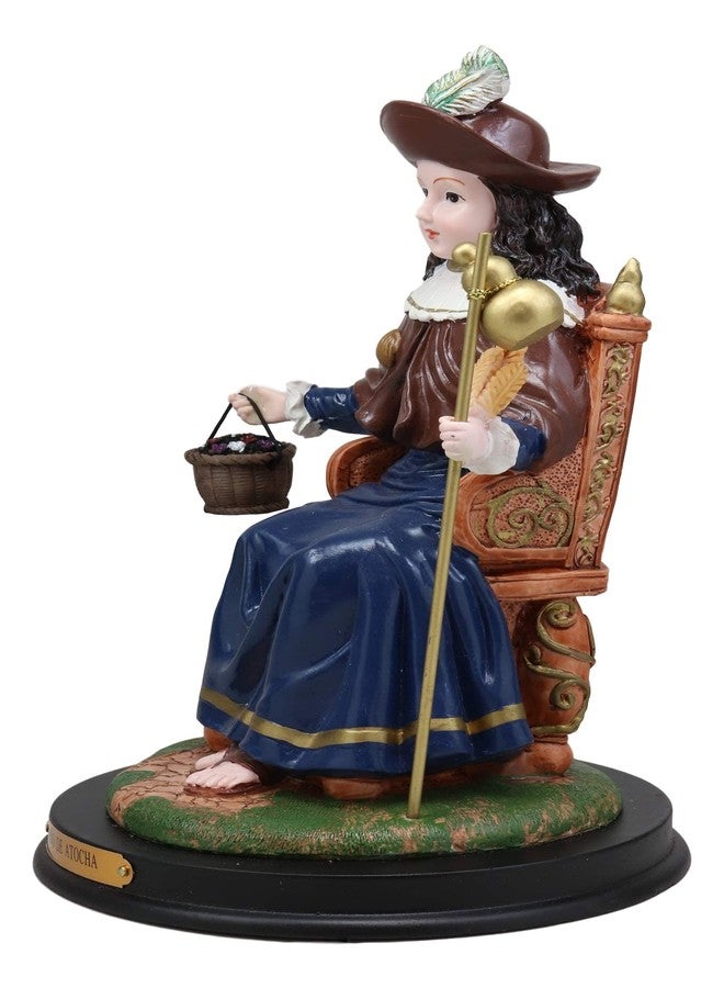 Ebros Gift Roman Catholic Santo Nino De Holy Infant of Atocha Seated On Throne Statue 8.75" Tall Saint Devotional Sculpture with Brass Name Plate Prisoners' Deliverer Decorative Figurine - Image 4