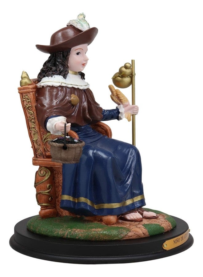 Ebros Gift Roman Catholic Santo Nino De Holy Infant of Atocha Seated On Throne Statue 8.75" Tall Saint Devotional Sculpture with Brass Name Plate Prisoners' Deliverer Decorative Figurine - Image 5