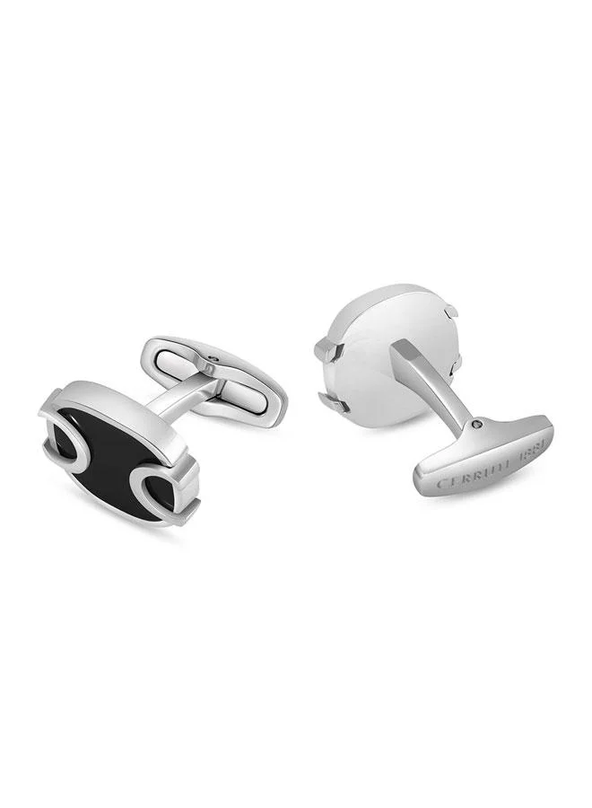 CERRUTI 1881 Bernardo Bernardo Silver Black Stainless Steel Cufflinks for Men for Men | Best Price UAE
