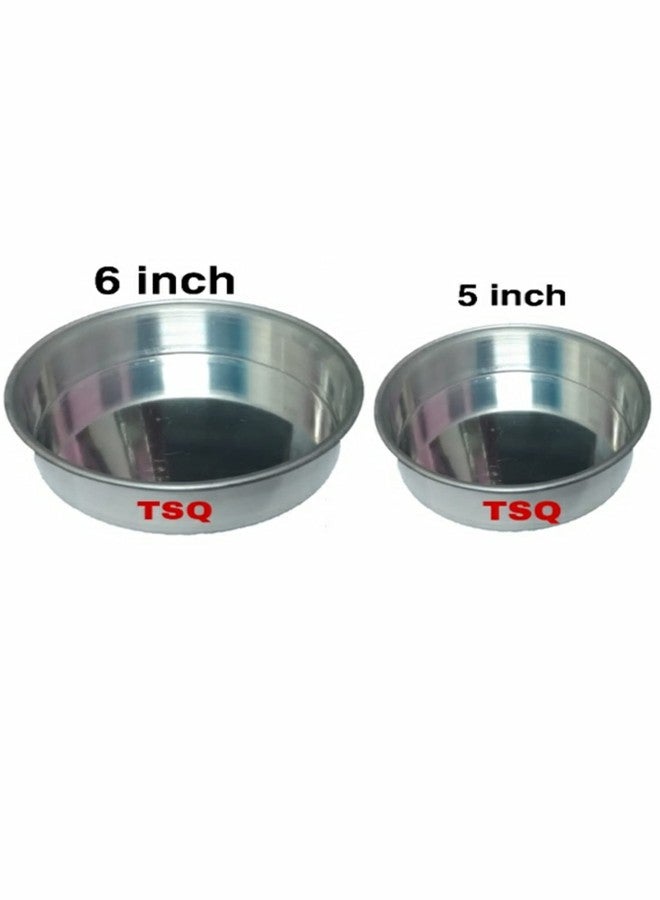 TSQ KITCHENWARE أدوات مطبخ TSQ: قوالب كيك دائرية من الألومنيوم مقاس 5 و 6 بوصات - لأفران الميكروويف في وضع الحمل الحراري - العبوة تحتوي على قطعتين - Image 2