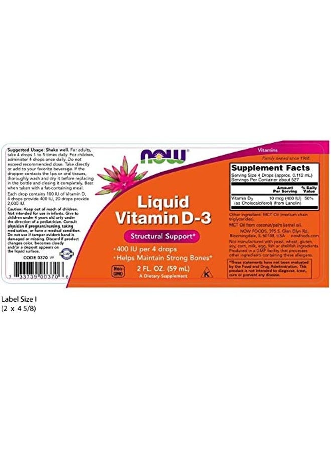 Now Foods - Liquid Vitamin D-3 2 Fl Oz - Image 3