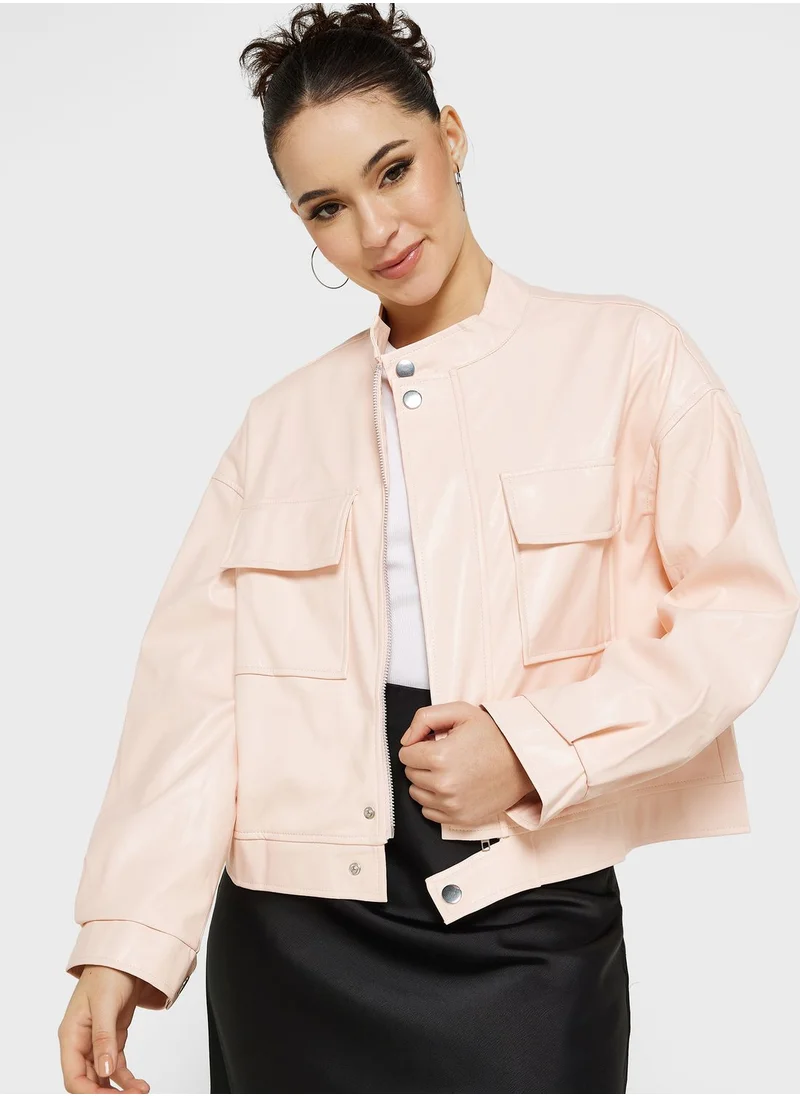 Ginger Utility Style Jacket With Pockets