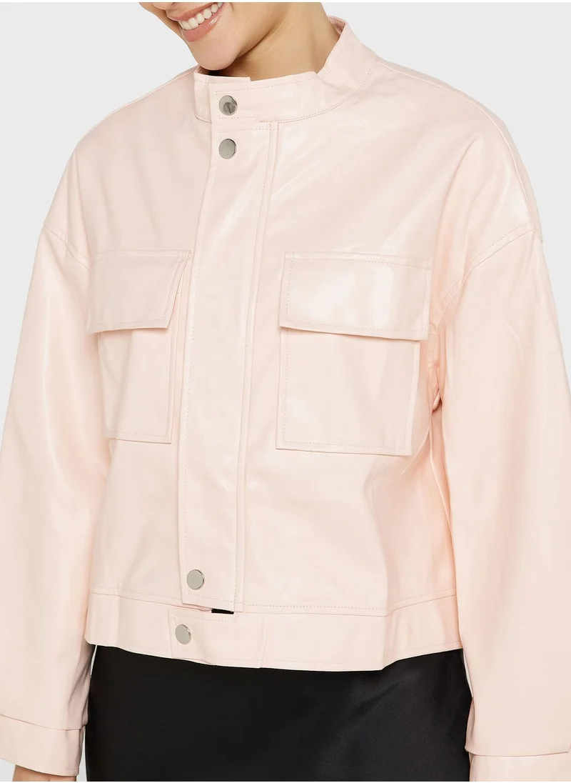 Ginger Utility Style Jacket With Pockets