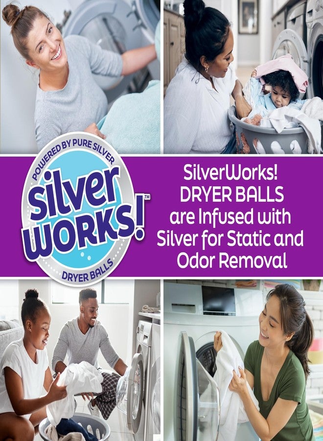 SilverWorks! Wool Dryer Balls Laundry Reusable - Odor Eliminating Dryer Laundry Balls with Silver Technology - Natural Fabric Softener and Static Reducer, Reduce Drying Time and Energy Costs - 6 Pack - Image 3