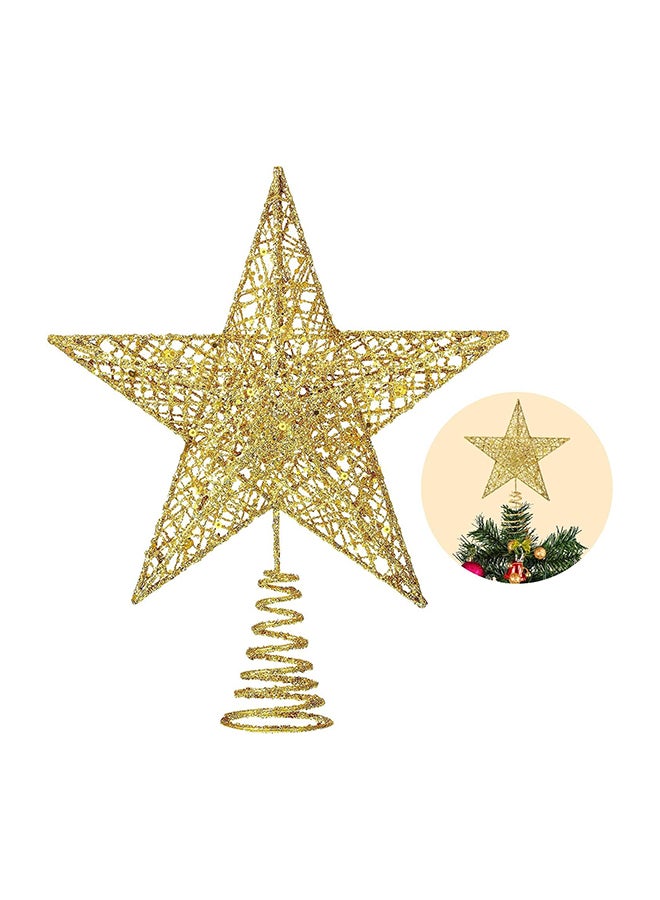 Christmas Tree Topper Glittered 6 Inch Gold Star Tree Topper for Christmas Hallow Xmas Home Decoration  - Image 1