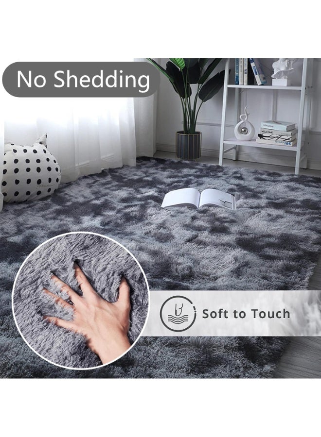 LIODUX Ultra Soft Modern Area Rugs, Indoor Fluffy Living Room Carpets, Non-Slip Bedroom Home Decor Rug, Washable Furry Throw Rugs for Kids Room Decoration (Dark Grey, 160x230CM) - Image 3