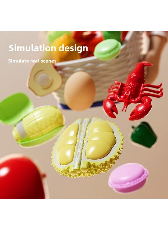 Tao Doodle Mini Che Che Le Kitchen Simulation Fruit And Vegetable Picnic Suit Small Children's Toys Educational Play-house-Color:Seafood Fruit And Vegetable Peeling Set Of 20 (seafood And Vegetable Portable Picnic Basket)—820—33b  - Image 4