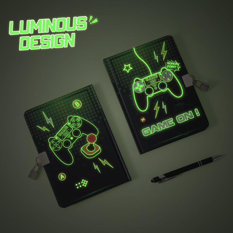 WERNNSAI Game Kids Diary for Boys, Luminous Secret Diary with Lock and Keys, Kids Journal Notebook Birthday Christmas Gift for 6 7 8-12 Year Old Boys, School A5 Lined Writing Drawing Notepad - Image 2