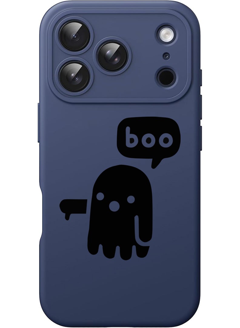 Theodor Protective Slim Fit Case Liquid Silicone Cover with Full Body Protection Anti-Scratch Shockproof Case For Apple iPhone 17 Pro Max (Blue) Boo - Black - Image 1