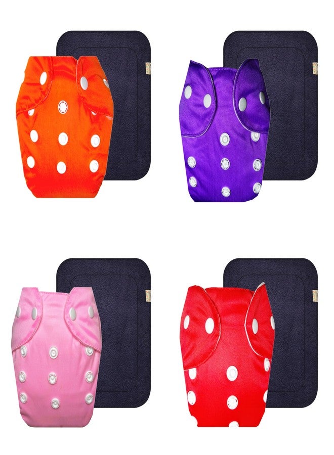 Dumbledo Lite Cloth Diaper with Gray Insert (Pack of 4) | Soft & Gentle | Breathable | Adjustable Snaps | All-Day Wear | 3 Months - 2 Years | Unisex Baby - Image 1